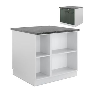 Vicco Isla De Cocina Fame-line, Verde-dorado Casa De Campo/blanco, 90 Cm Con Caj&oacute;n, Sin Encimera Vicco