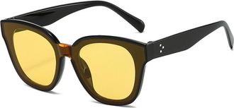 Generic Mens Large Frame Sunglasses Outdoor Womens Commuter Decorative Sun Glasses(Yellow)