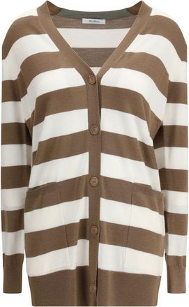 Max Mara Brown Fleece Wool Womens Cardigan
