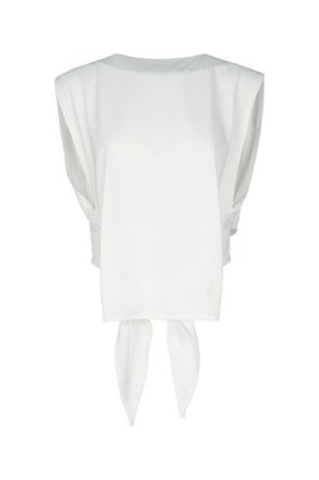 Jacquemus White Solid Round Neck Top