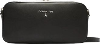 Patrizia Pepe Graphic Case Smooth Calf Leather Schoudertas - Dames - Schoudertassen - Zwart - ONE Size - Leer - Tassen