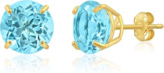 MAX + STONE 14k Yellow Gold 9mm Round Cut Gemstone Stud Earrings