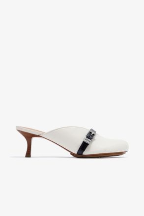 Ganni White Sue Heeled Mules in - Size 10 Recycled Leather