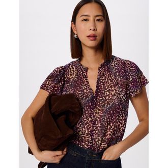 Whistles Orchid Print Dobby Top in Purp/multi at Nordstrom, Size 10