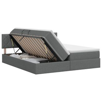 vidaXL Cama Con Almacenamiento 2 Uds. Gris Oscuro Cuero Sint&eacute;tico Vidaxl