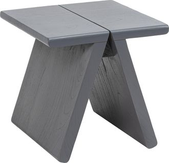 Jonathan Y Designs Jack Rustic Scandinavian Handcrafted Solid Mindi Wood Sculptural Base Accent Stool in Dark Gray at Nordstrom