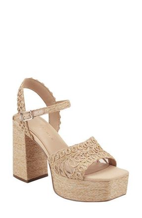 Marc Fisher Chayse Ankle Strap Platform Sandal in Light Natural at Nordstrom, Size 5.5
