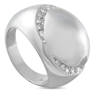 Bulgari Pre-Owned Bvlgari 18K White Gold Diamond Dome Ring BV16 040826