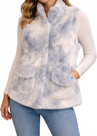 Tribal Faux Fur Vest In Celestial Blue