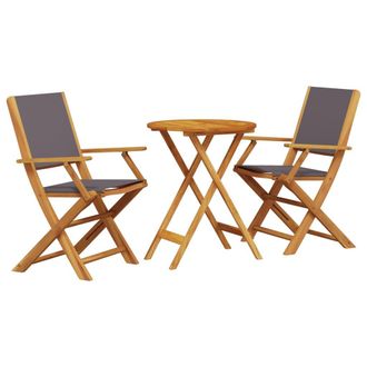 vidaXL Juego De Bistro De 3 Piezas Tela Y Madera Maciza Antracita Vidaxl