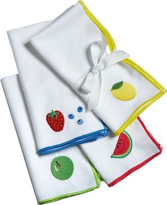 Tag Fresh Pick Embroidered Napkin S/4 Multi Cotton Summer in White at Nordstrom