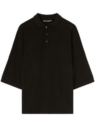 Palm Angels logo-print cotton polo shirt - Black