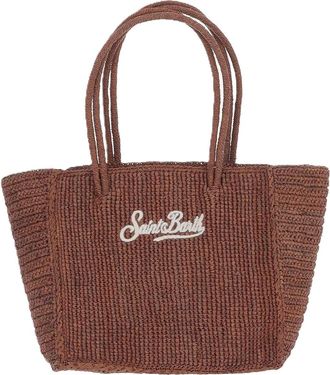 MC2 Saint Barth Textured Woven Medium Tote Bag with Embroidered Logo