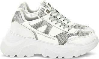 Versace Jeans Couture Chunky sneakers met glittervlakken - Wit