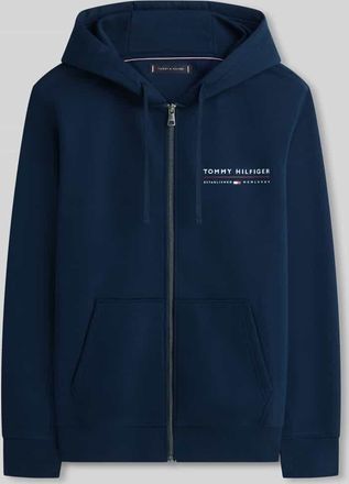 Tommy Hilfiger Sweatjacke mit Logo-Detail aus reiner Baumwolle in Marine, Gr&ouml;&szlig;e XXL