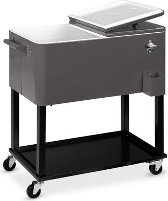 Best Choice Products 80qt Steel Rolling Cooler Cart w/ Bottle Opener, Catch Tray, Drain Plug, Locking Wheels