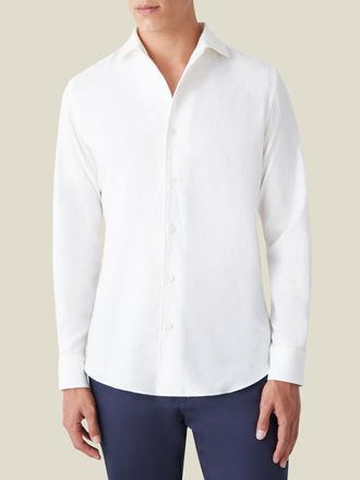 Luca Faloni White Cashmere-Cotton Classic Shirt