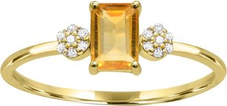 Diamond2Deal 10K Yellow Gold Citrine and Diamond Engagement Ring ( 0.50Ct)