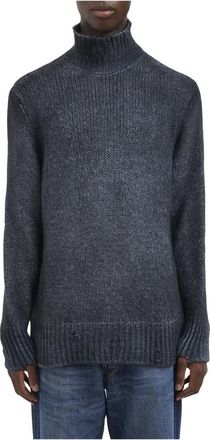 Avant Toi Maglia Collo Alto in Cashmere e Seta - Heren - Cashmere truien - Blauw - L - Kasjmier - Truien & Vesten