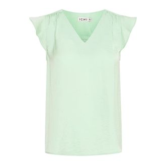 Ichi Ichi - Vrouwelijke Blouse met Ruches Mouwen - Dames - Blouses & Shirts - Groen - Maat: M