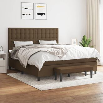 vidaXL Vidaxl - Cama Box Spring Con Colch&oacute;n Tela Marr&oacute;n Oscuro 160x200 Cm