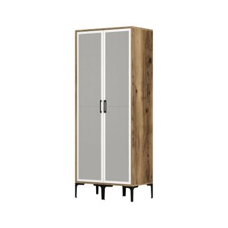 Dmora Armario 2 Puertas Alcyone, Muebles De Dormitorio, Vestidor, Armario De Ropa, 80x201h48 Cm, Nogal Y Blanco, Con Embalaje Reforzado - Dmora