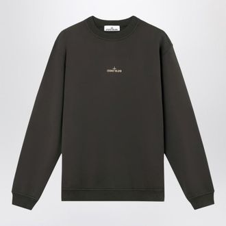 Stone Island Black crewneck sweatshirt with Industrial Four print