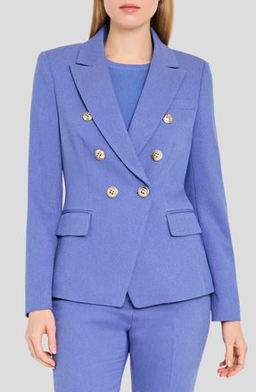 Tahari by ASL Double Breasted Twill Blazer in Deep Peri at Nordstrom, Size 16