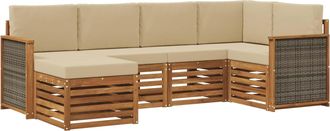 vidaXL Conjunto De Sof&aacute;s De Exterior 5 Uds. Natural Vidaxl