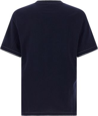 Brunello Cucinelli Mens Blue Cotton T-Shirt