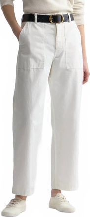 Nili Lotan Earl Cotton Straight Leg Pant In Vintage Cream