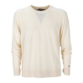 Tommy Hilfiger Round-neck Knitwear, male, White, Size: 3XL Maglia