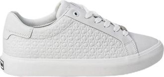 Calvin Klein Witte Leren Sneakers met Reli&euml;f - Dames - Sneakers - Wit - 37 EU - Leer - Schoenen