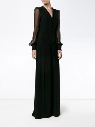 Alexander McQueen V-hals avondjumpsuit - Zwart