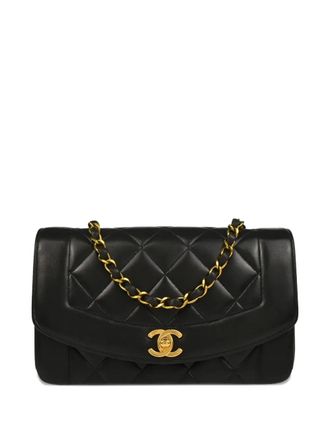 Chanel 1995 small Diana quilted chain shoulder bag - women - Lambskin - One Size - Black