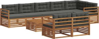 vidaXL Conjunto De Sof&aacute;s De Exterior 9 Uds. Natural Y Antracita Vidaxl