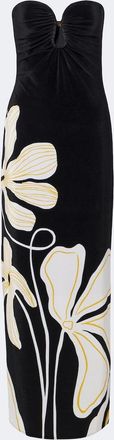 Cala de la Cruz Yves floral strapless velvet maxi dress