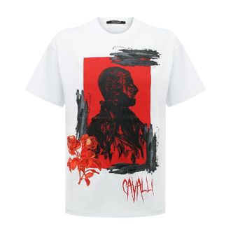Roberto Cavalli Graphic Print Cotton T-Shirt, Size Large