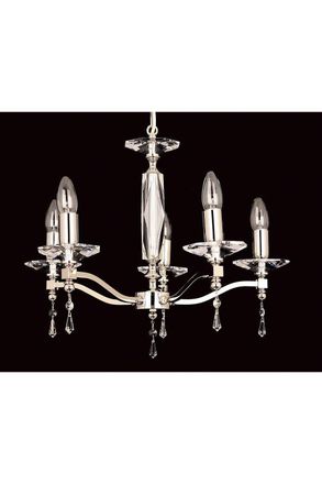 Netlighting Toulon Optic Glassstrass Nickel 5 Arm Chandelier