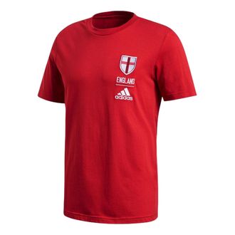 adidas Mens adidas England Geometry Pattern Logo Round Neck Casual Sports Short Sleeve Red T-Shirt FK3570