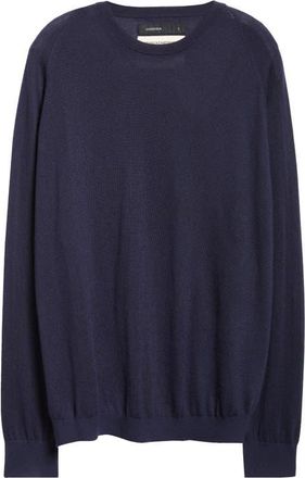 Frenckenberger Silk & Cashmere Crewneck Sweater in Navy at Nordstrom, Size X-Large