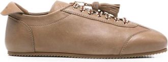Fabiana Filippi Schoenen, Dames, Bruin, 41 EU, Leer, Tassel Lace-Up Sneakers