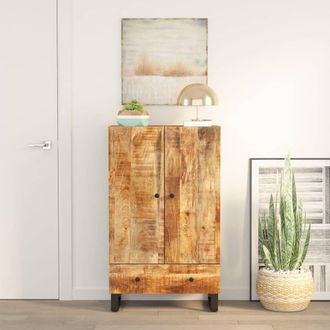 vidaXL Aparador Con Caj&oacute;n Hierro Y Madera Maciza Mango 60x33x100 Cm Vidaxl