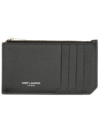 Saint Laurent Calfskin Card Case - Black