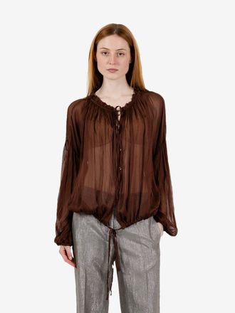 SOLOTRE Camicia in viscosa e seta cacao