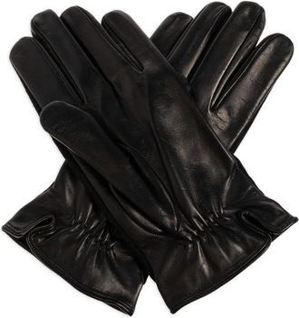 Emporio Armani Guanti con bordo in pelle - Nero