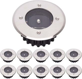 OEM [nunca Usado] Pack De 10 Luces Led Solares De Suelo, Iluminaci&oacute;n Exterior, Farolas, Luces Subterr&aacute;neas, Ip65 Resistente Al Agua (blanco Fr&iacute;o, Redondas
