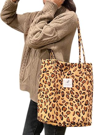 Generic Women Vintage Corduroy Printed Shoulder Totes Casual Reusable Shopping Handbag