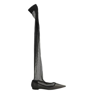 Dolce & Gabbana Over-knee Boots, female, Black, Size: 8 US Over-the-knee Tulle Boots