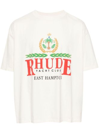 Rhude East Hampton Crest cotton T-shirt - Neutrals